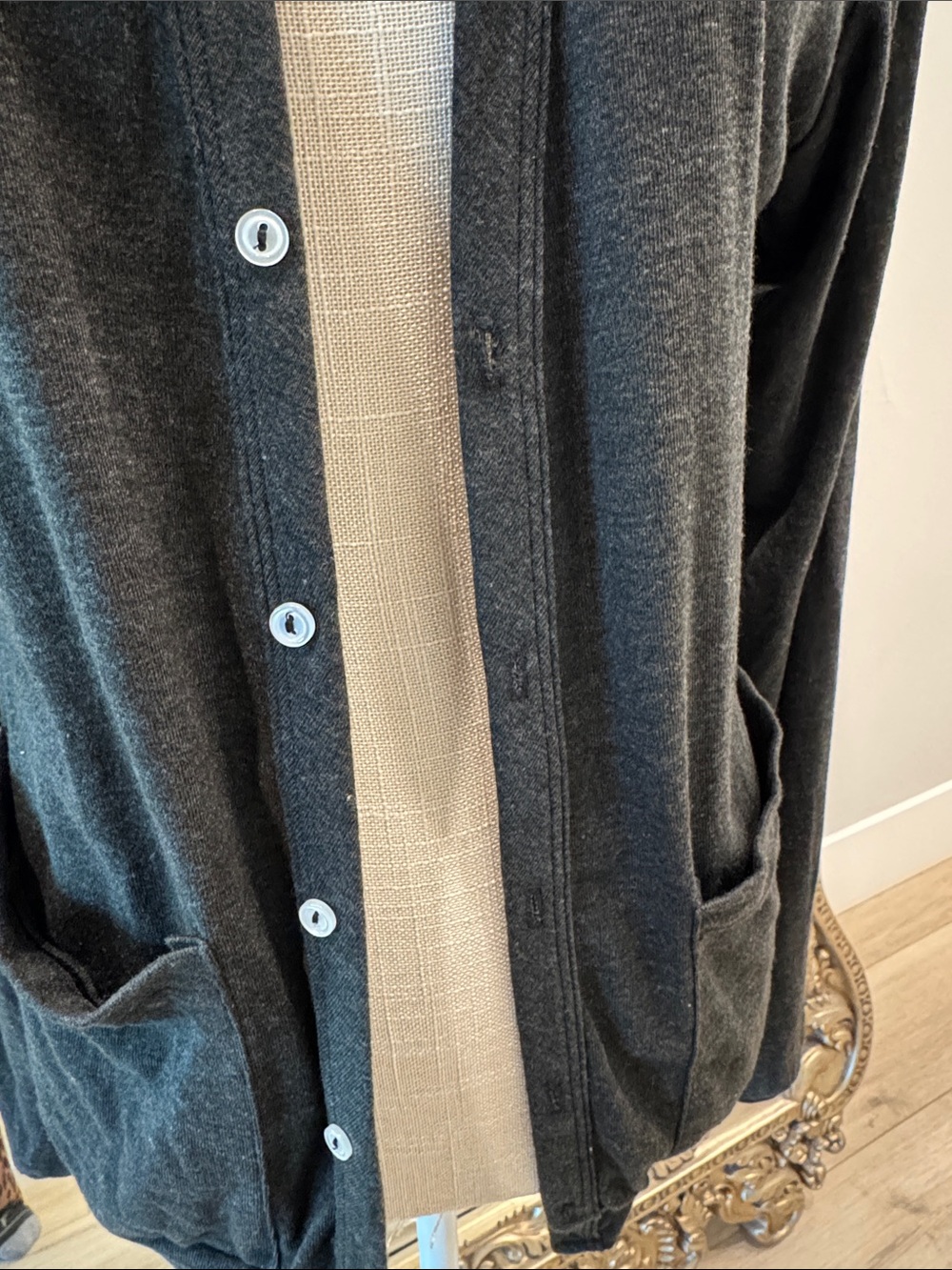 American Apparel Black Button-Front V-Neck Cardigan - Picture 2 of 4